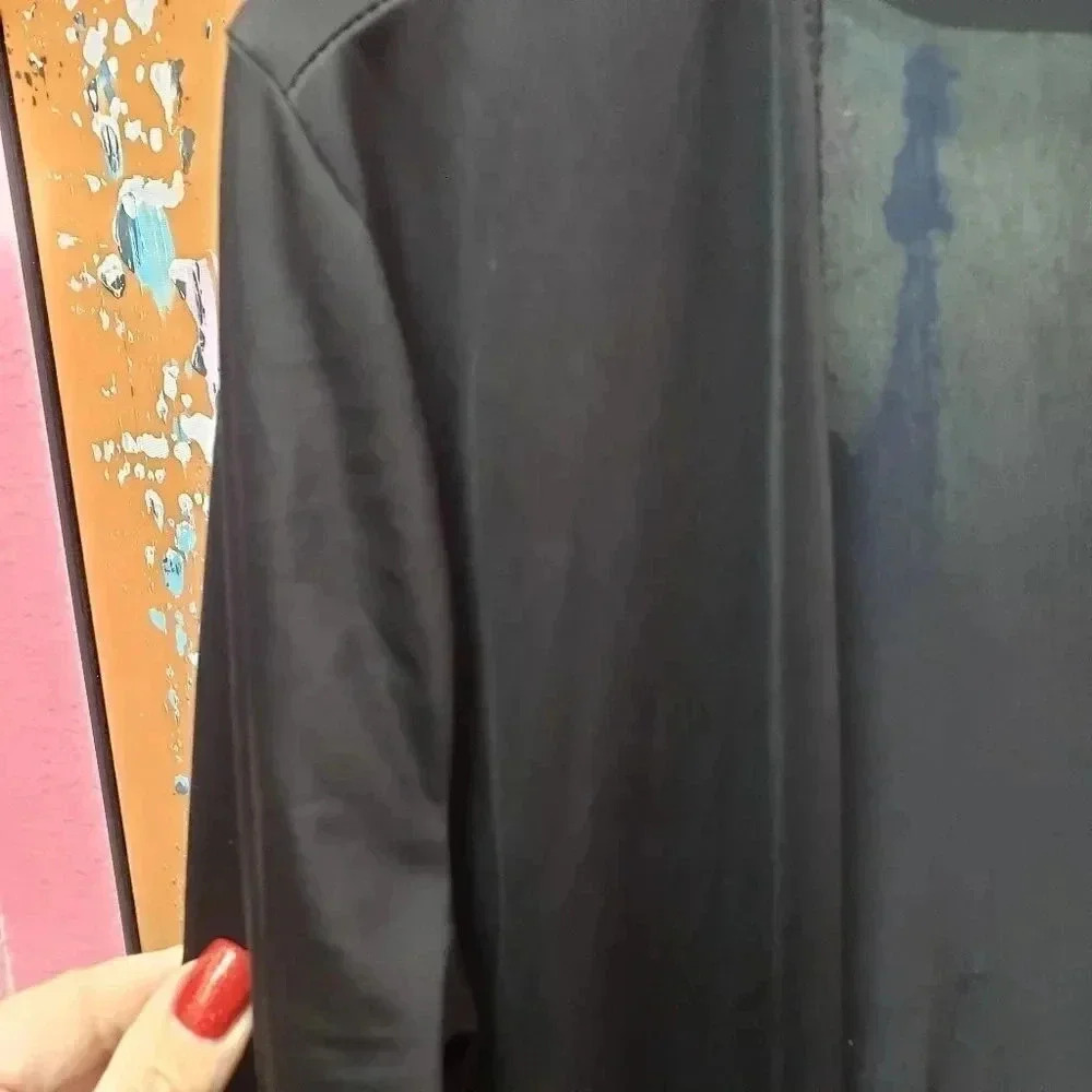 Fashion Nova Long Black Duster Size Medium - Picture 3 of 6